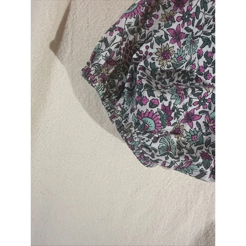 J. Crew Floral Small Puff Sleeve Peasant Boho Top Relaxed Coquette Cottagecore